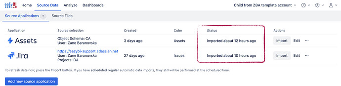 Last import - Source Data