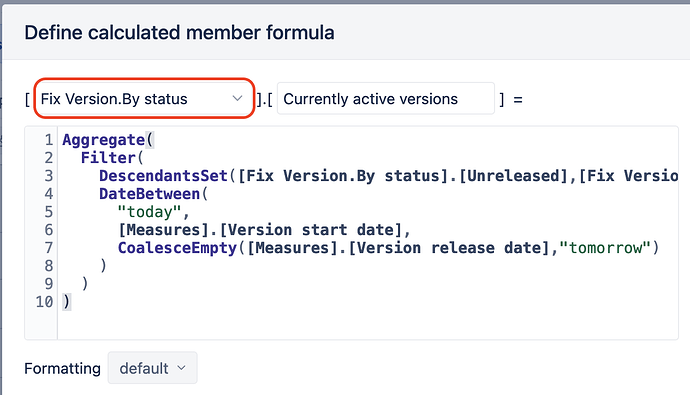 Filter currently active versions