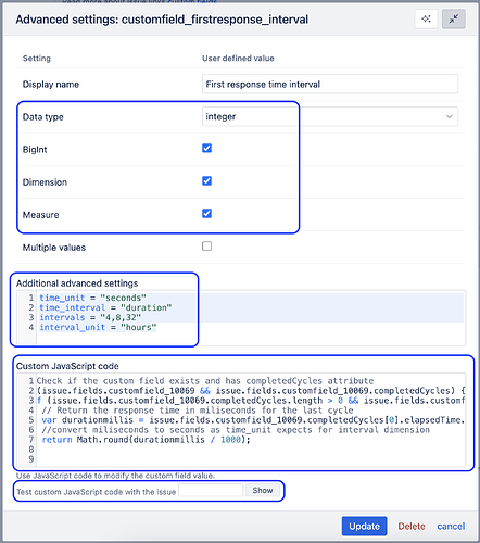 First response time interval configuration