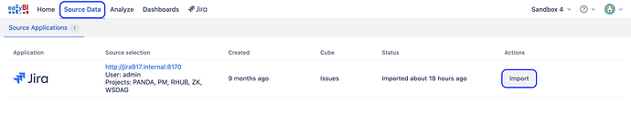 eazyBI Source Data start import