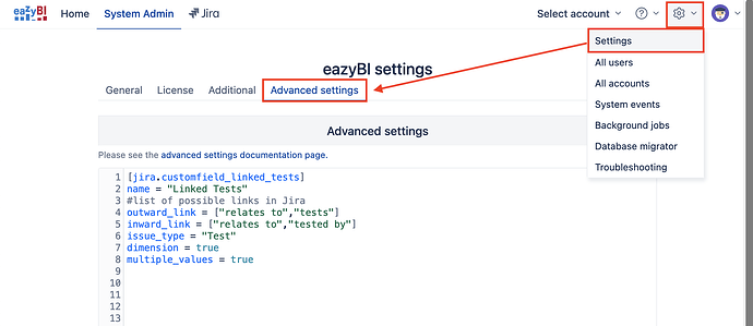 eazyBI advanced settings