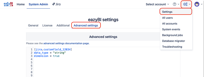 eazyBI advanced settings