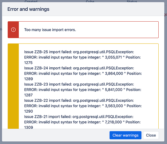 warning + error because too many issues with warning